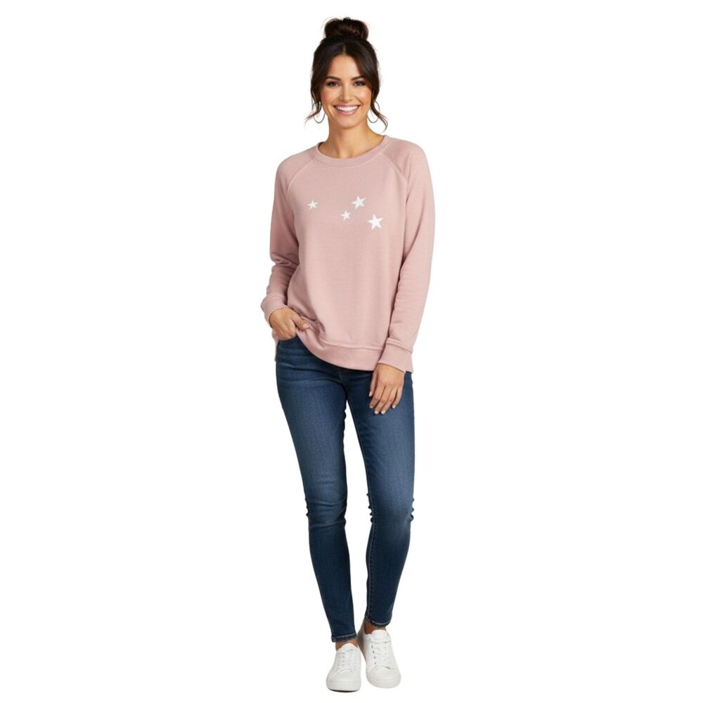 MISSLOOK Pink Star Graphic Pullover Sweatshirt